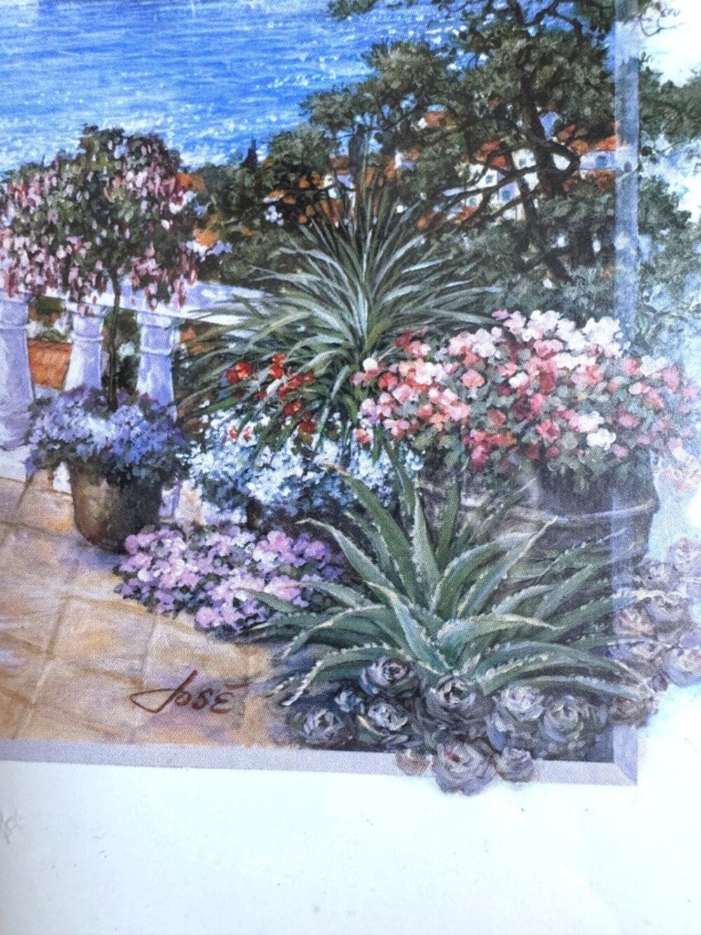 Pair of Vintage Framed Art Prints Coastal Mediterranean Deck and Balcony Scenes - Picture 10 of 11